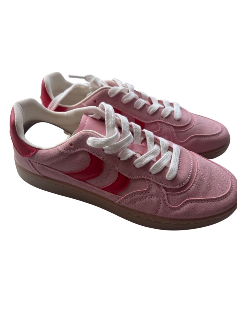 Steve Madden Pink Low-Top Suede Sneakers with White Laces